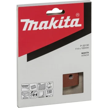 Švitrinis popierius Makita 102 x 114 mm, P150, su kibošiuoju tvirtinimu, 10 vnt.