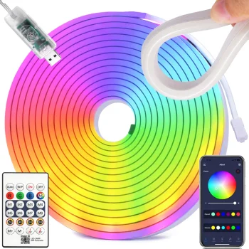 5m Lanksti RGB LED Neoninė Juosta su Bluetooth Programėle ir USB