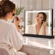 Kosmetinis makiažo veidrodis su LED apšvietimu ModernHome 50x40 cm, juodas