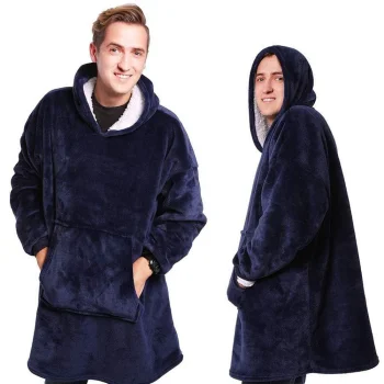Warm Oversized Blanket Hoodie XXL with Kangaroo Pocket, Light Blue