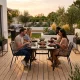 Tempered Glass Garden Table 120x70 cm with Umbrella Hole MultiGarden, black