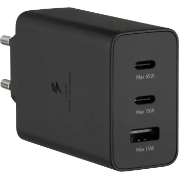 Samsung Trio 65W tinklo įkroviklis (2x USB-C, 1x USB-A), juodas