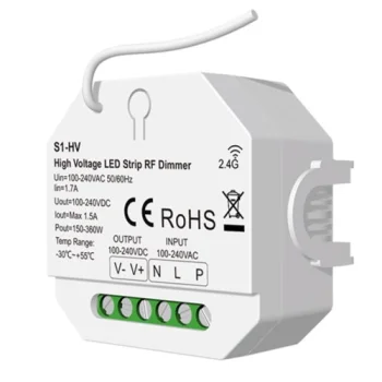 Aukštos įtampos LED reguliatorius S1-HV 100-240V AC 360W Push-Dimm RF