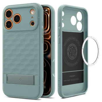 Spigen Parallax „S“ Mag dėklas iPhone 17 Pro, MagSafe, žalias