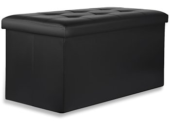 Quilted Storage Ottoman Bench 80x40 cm Folding Seat, Black