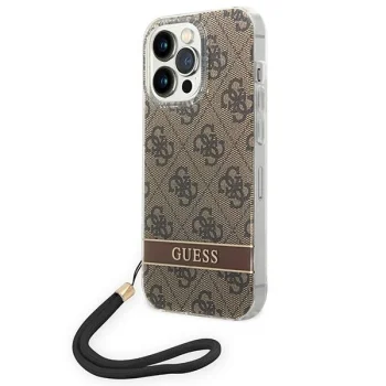 Guess 4G Cord dėklas iPhone 14 Pro telefonui, rudas