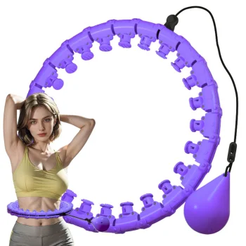 Masažinis lankas Hula Hoop su svoriu, reguliuojamas, violetinis