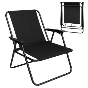 Folding Camping Chair with Backrest Lightweight Outdoor Seat, Black