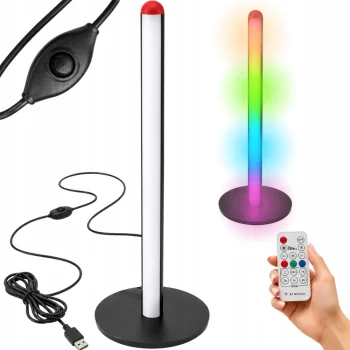 Grindinis LED RGB šviestuvas 50cm su nuotolinio valdymo pulteliu, juodas