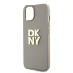DKNY dėklas iPhone 15 / 14 / 13 su riešo dirželiu Wrist Strap Stock Logo, smėlio sp.