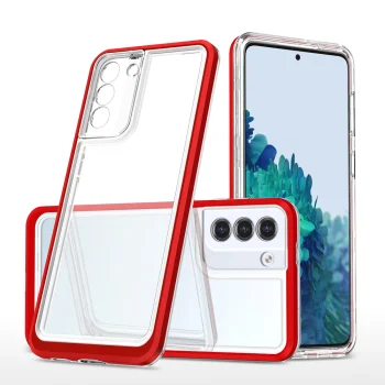 Case for Samsung Galaxy S23+ Clear 3in1, Transparent with Red Frame