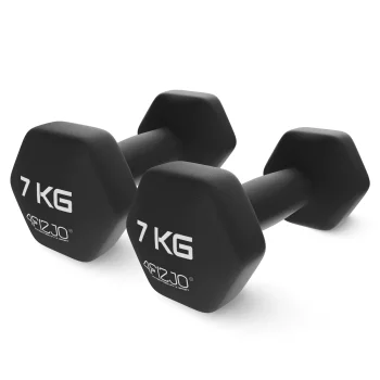 4Fizjo Classic Cast Iron Dumbbells, 2 x 7 kg, Black