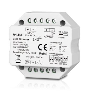 Išmanusis LED valdiklis V1-H/P 12-48V 8A Push-Dim RF 2.4GHz