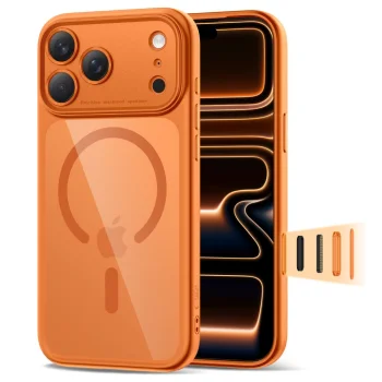 Tech-Protect Magpeak MagSafe CC Case for iPhone 17 Pro Max, Transparent Orange