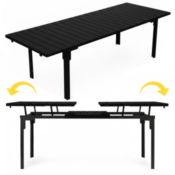 Išskleidžiamas sodo stalas MultiGarden 180-240 cm, juodas