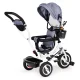 Triratukas Ecotoys JM-066-9L su apsukama kėdute ir stogeliu, pilkas