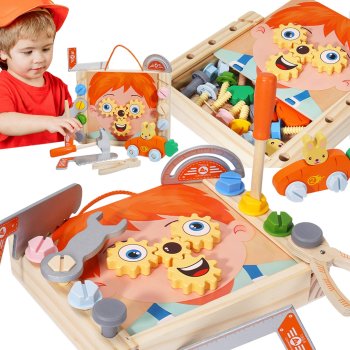 Bakalu Children's Wooden Workshop Tool Set in Carrying Case