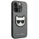 Karl Lagerfeld Saffiano Choupette Head Patch dėklas iPhone 14 Pro, Sidabrinis