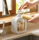 Skysto muilo dozatorius su pumpu, 350 ml, baltas ir skaidrus