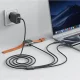 Acefast C6-11 3in1 USB-C laidas - 2x USB-C / Qi 100W 1.2m, juodas