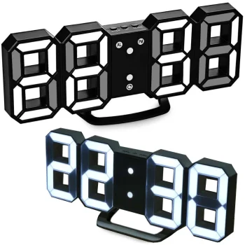 Elektroninis LED žadintuvas su termometru, juodas