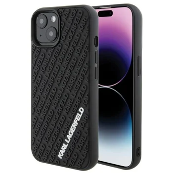 Karl Lagerfeld dėklas iPhone 15 telefonui 3D Multi Logo, juodas