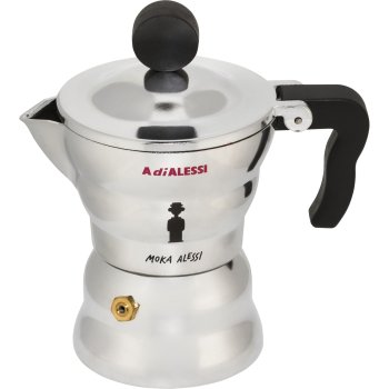 Alessi Moka AAM33/1 kavinukas, 1 puodelis, sidabrinis/juodas