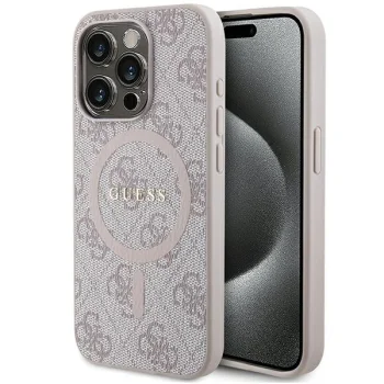 Guess dėklas iPhone 14 Pro Max telefonui 4G Collection MagSafe, rožinis