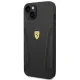 Ferrari dėklas iPhone 14 Plus telefonui „Leather Stamp Sides“, juodas