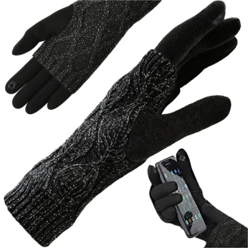 Trizand Touchscreen Gloves with Arm Warmers, Black