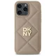 DKNY Quilted Stack Logo dėklas iPhone 14 Pro Max telefonui, kreminis
