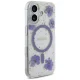 Guess Resin Flowers Glitter MagSafe dėklas telefonui iPhone 16, violetinis