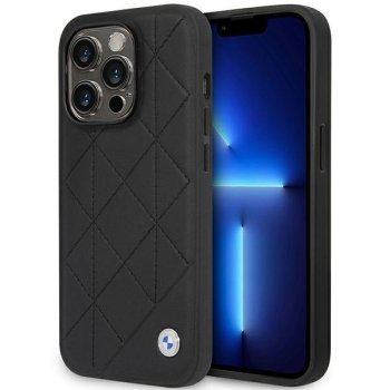 BMW Leather Quilted dėklas iPhone 14 Pro, juodas