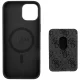 „Guess 4G Stripes“ dėklas su „MagSafe“ pinigine „iPhone 15“, juodas