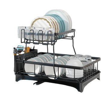 2-Tier Dish Drying Rack DA535, Black