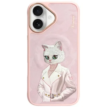 Nimmy Fashion Cute Pet MagSafe dėklas telefonui iPhone 16, rožinis