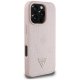 Guess Grained Hot Stamp Peony Triangle Logo MagSafe dėklas iPhone 16 Pro Max, rožinis