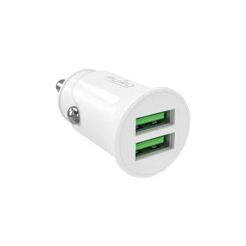Automobilinis įkroviklis Puro Pro Lite 2x USB-A 10W, baltas