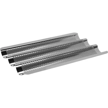 De Buyer 3366.03 INOX Baking Tray for 3 Baguettes, Stainless Steel