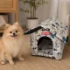 Foldable Dog and Cat House XL, Soft Pet Bed Cabin, White