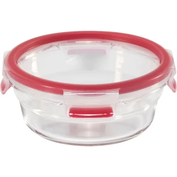 Emsa Clip & Close stiklinis maisto indelis 600 ml, raudonas
