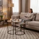 Nesting Coffee Table Set of 2 Round Industrial Living Room Tables ModernHome, Light Oak