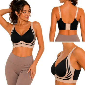 Moteriška besiūlė sportinė liemenėlė Push Up, juoda, XL dydis