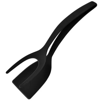 Silikoninės virtuvinės žnyplės-mentelė, 30.5 cm, juodos
