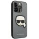 Karl Lagerfeld Saffiano Karl\'s Head Patch dėklas iPhone 14 Pro Max - sidabrinis