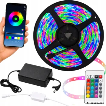 10m RGB LED Strip Light 2835 with Remote and App Control (12V, Music Sync)