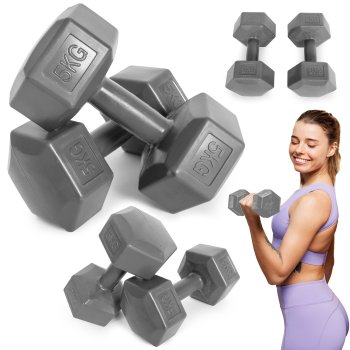 Hex Dumbbell Set 2×5 kg ModernHome, grey