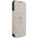 Guess Book 4G Metal Logo atverčiamasis dėklas iPhone 17 Pro Max, rožinis