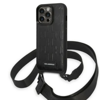 Karl Lagerfeld dėklas su dirželiu iPhone 14 Pro, juodas