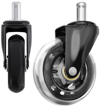 Guminis biuro kėdės ratukas su guoliais, 11 mm, 1 vnt., juodas